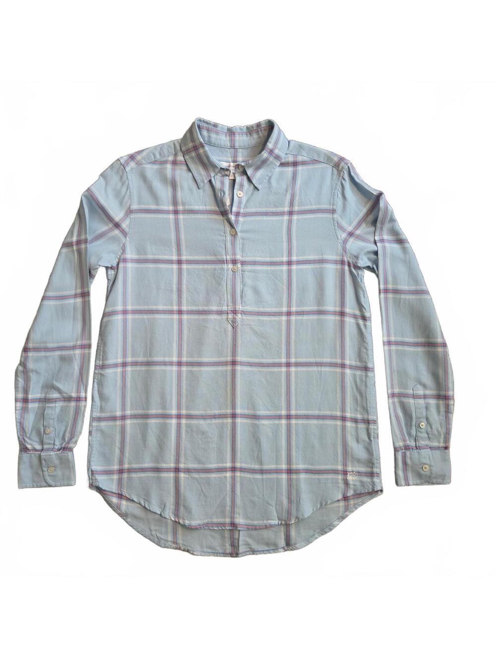 Southern Tide Women's Light Blue Plaid Popover Shirt XS